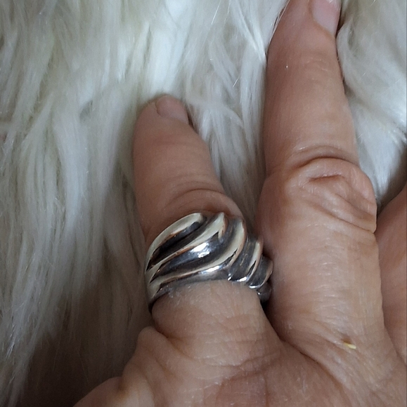 Vintage sterling striped cubital ring 55 - Picture 6 of 8